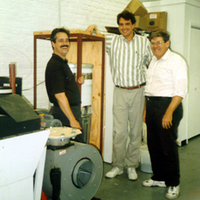 Image of Norm and Danny in their first factory location.